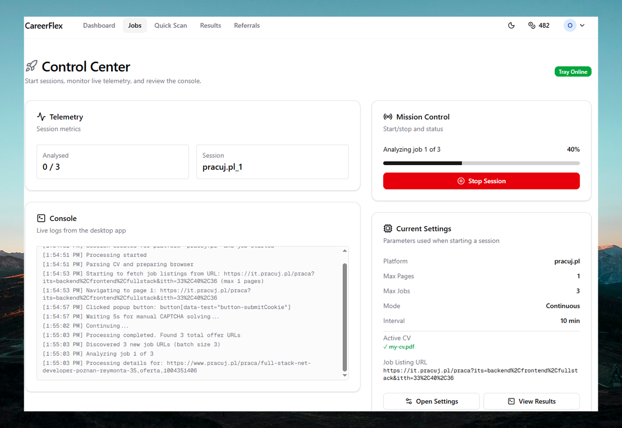 CareerFlex dashboard